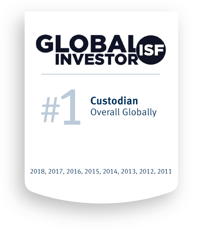 Global Investor ISF logo - #1 Custodian Overall Globally 2017, 2016, 2015, 2014, 2013, 2012, 2011